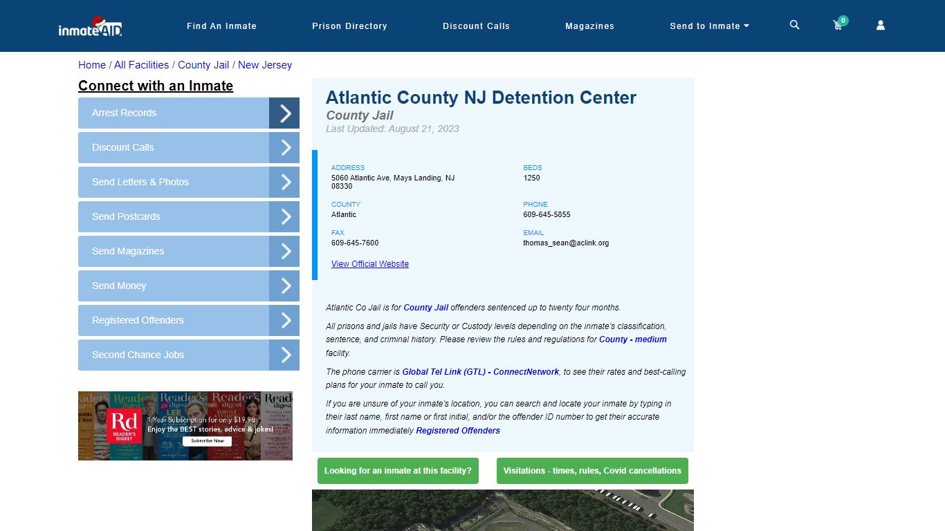 Atlantic County NJ Detention Center - Inmate Locator - Mays Landing, NJ