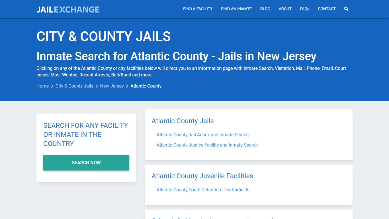 Inmate Search for Atlantic County | Jails in New Jersey - Jail Exchange