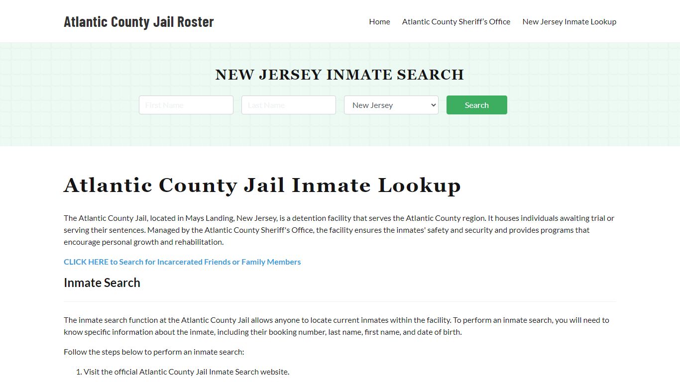 Atlantic County Jail Roster Lookup, NJ, Inmate Search