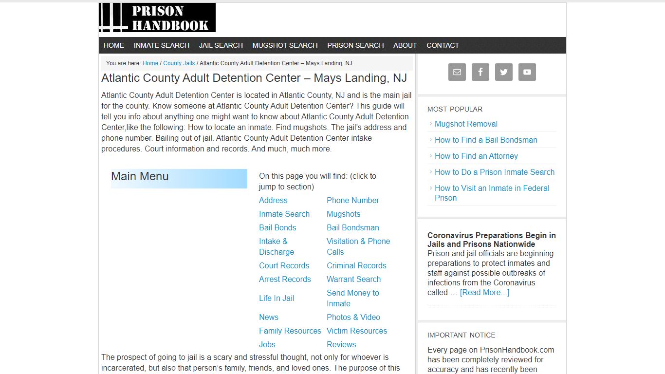 Atlantic County Adult Detention Center – Mays Landing, NJ